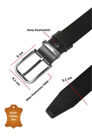 DeepSEA Siyah %100 Hakiki Deri İnce Erkek Kemer Kolay Kısaltılabilir Spor & Klasik Kemer 2602677
