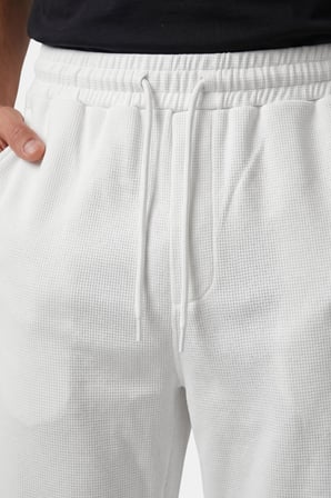 DeepSEA Beyaz Baggy Style Likralı Lastikli İpli Erkek Spor Pantolon 2600262