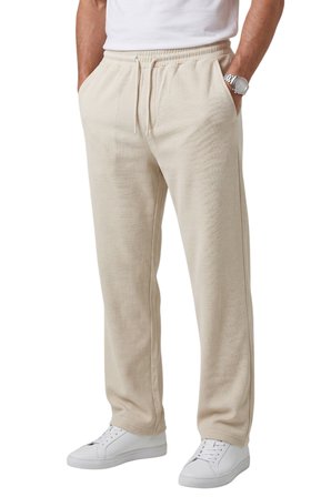 DeepSEA Bej Baggy Style Likralı Lastikli İpli Erkek Spor Pantolon 2600262