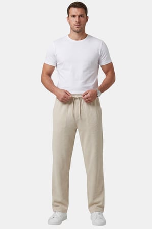DeepSEA Bej Baggy Style Likralı Lastikli İpli Erkek Spor Pantolon 2600262