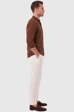 DeepSEA Erkek Kahve Hakim Yaka Gömlek Rahat Kesim Likralı Pamuklu Kırışmayan Ütü Gerektirmeyen 2602632