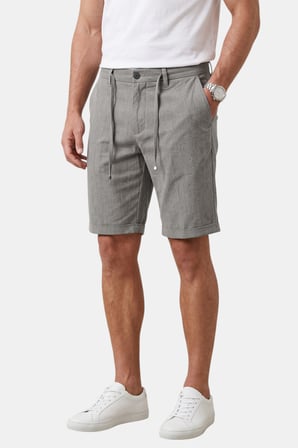 DeepSea Gri Slim Fit Likralı Çizgi Dokulu Beli Lastikli İpli Erkek Şort Kapri 2601743