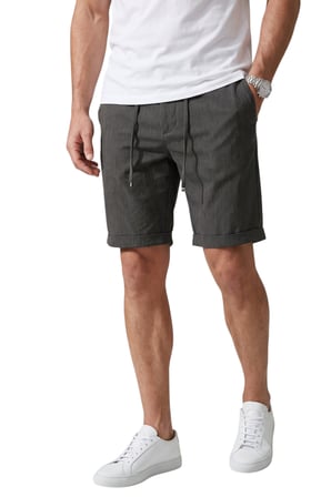 DeepSea Füme Slim Fit Likralı Çizgi Dokulu Beli Lastikli İpli Erkek Şort Kapri 2601743
