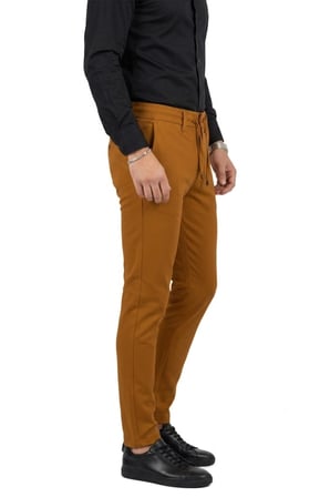 DeepSEA Erkek Taba Likralı Beli Lastikli & İpli Dar Kesim Şık Kumaş Pantolon 2600572