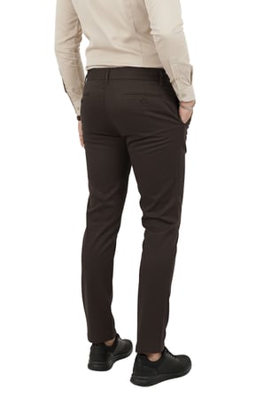 DeepSEA Erkek Koyu Kahve Likralı Beli Lastikli & İpli Dar Kesim Şık Kumaş Pantolon 2600572