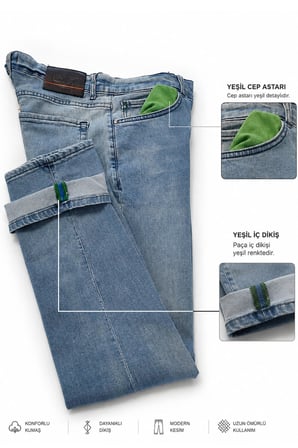 DeepSEA Erkek Regular Fit Standart Kesim Likralı Taşlanmış Mavi Kot Pantolon – Esnek Pamuklu Jean 2600982
