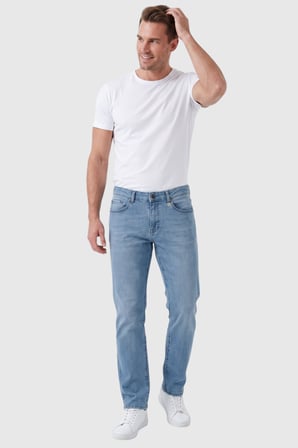 DeepSEA Erkek Regular Fit Standart Kesim Likralı Taşlanmış Mavi Kot Pantolon – Esnek Pamuklu Jean 2600982