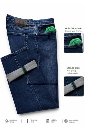 DeepSEA Erkek Regular Fit Standart Kesim Likralı Taşlanmış Lacivert Kot Pantolon – Esnek Pamuklu Jean 2600982