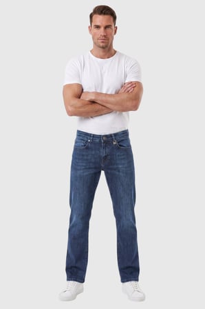 DeepSEA Erkek Regular Fit Standart Kesim Likralı Taşlanmış Lacivert Kot Pantolon – Esnek Pamuklu Jean 2600982