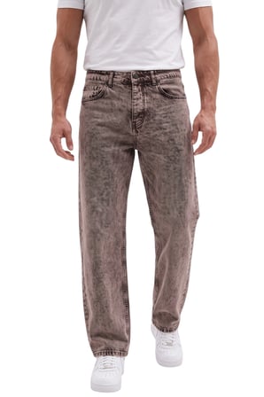 DeepSEA Erkek Açık Kahve Yıkamalı Baggy Fit Likralı Bol Kesim Esnek Jean Kot Pantolon 2600059