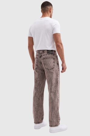 DeepSEA Erkek Açık Kahve Yıkamalı Baggy Fit Likralı Bol Kesim Esnek Jean Kot Pantolon 2600059
