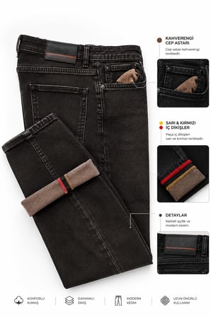 DeepSEA Erkek Slim Fit Dar Kesim %98 Pamuk Likralı Taşlanmış Siyah Kot Pantolon Jean 2600026