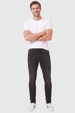 DeepSEA Erkek Slim Fit Dar Kesim %98 Pamuk Likralı Taşlanmış Siyah Kot Pantolon Jean 2600026