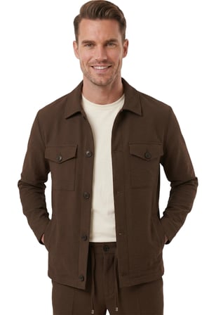 DeepSEA Kahve Slim Fit Gofre Dokulu Yazlık Spor Takım Elbise – Yarım Astarlı Likralı 2’li Kombin 2604007