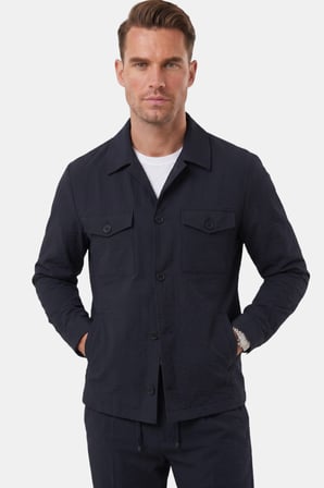 DeepSEA Lacivert Slim Fit Gofre Dokulu Yazlık Spor Takım Elbise – Yarım Astarlı Likralı 2’li Kombin 2604007