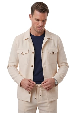 DeepSEA Bej Slim Fit Gofre Dokulu Yazlık Spor Takım Elbise – Yarım Astarlı Likralı 2’li Kombin 2604007