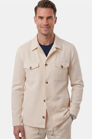 DeepSEA Bej Slim Fit Gofre Dokulu Yazlık Spor Takım Elbise – Yarım Astarlı Likralı 2’li Kombin 2604007
