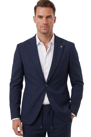 DeepSEA Lacivert Premium Çizgi Dokulu Slim Fit Likralı 2’li Erkek Takım Elbise 2600821