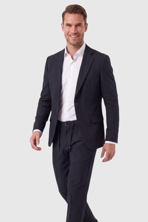 DeepSEA Erkek Lacivert Slim Fit Likralı Gofre Kumaş Takım Elbise İpli Lastikli Pantolon 2602326