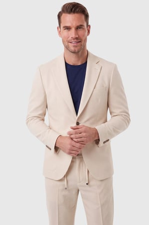 DeepSEA Erkek Bej Slim Fit Likralı Gofre Kumaş Takım Elbise İpli Lastikli Pantolon 2602326