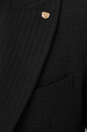 DeepSEA Erkek Slim Fit Likralı Siyah Blazer Ceket – Gofre Dokulu Esnek Çift Düğmeli Spor Ceket 2600813