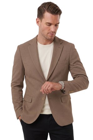 DeepSEA Erkek Kahve Dokulu Desenli İtalyan Kesim Blazer Ceket – Slim Fit Çift Düğme Ceket 2600817
