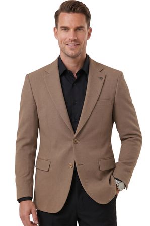 DeepSEA Erkek Kahve Dokulu Desenli İtalyan Kesim Blazer Ceket – Slim Fit Çift Düğme Ceket 2600817
