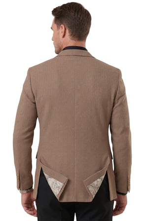 DeepSEA Erkek Kahve Dokulu Desenli İtalyan Kesim Blazer Ceket – Slim Fit Çift Düğme Ceket 2600817
