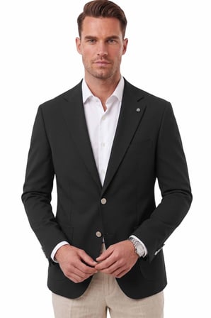 DeepSEA Erkek Slim Fit Likralı Siyah Blazer Ceket – Metal Düğmeli Torba Cepli Spor Ceket 2600828