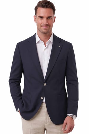 DeepSEA Erkek Slim Fit Likralı Koyu Lacivert Blazer Ceket – Metal Düğmeli Torba Cepli Spor Ceket 2600828