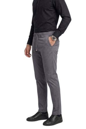 DeepSEA Erkek Antrasit Esnek Kumaş Slim Fit Beli Lastikli Günlük Spor Pantolon 2601070