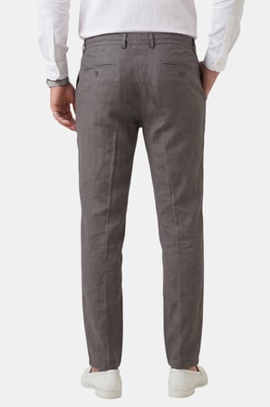 DeepSEA Antrasit Slim Fit Likralı Keten Dokulu Lastikli Belli İpli Yazlık Erkek Pantolon 2603001