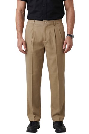 DeepSEA Bej Baggy Fit Pileli Kumaş Pantolon – Likralı, Beli Lastikli Rahat Kesim Erkek Pantolon 2600920