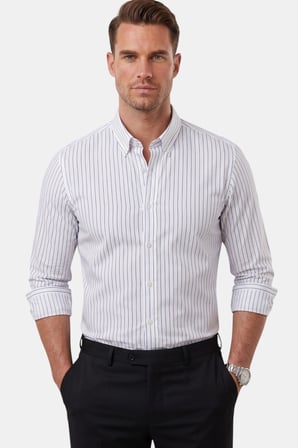 DeepSEA Beyaz Slim Fit Çizgili Kolay Ütülenebilir Erkek Gömlek – Modern Şık Yeni Sezon Gömlek 2602001