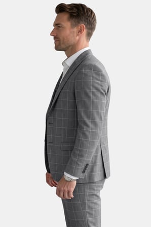 DeepSEA Erkek Koyu Gri Slim Fit 3’lü Takım Elbise – Yelekli Ekose Desenli Çift Düğme Takım Elbise 2600501