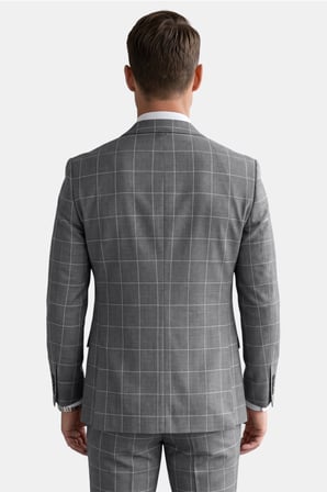 DeepSEA Erkek Koyu Gri Slim Fit 3’lü Takım Elbise – Yelekli Ekose Desenli Çift Düğme Takım Elbise 2600501