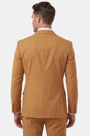 DeepSEA Erkek Camel Premium Collection İtalyan Kesim Likralı Kruvaze Takım Elbise 2600643