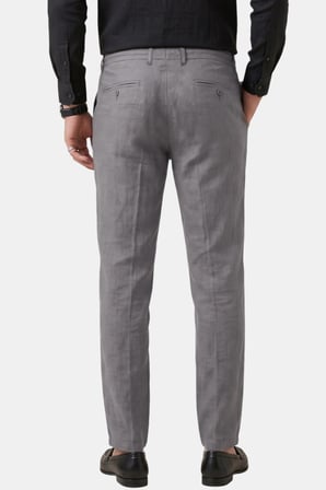 DeepSEA Gri Slim Fit Likralı Keten Dokulu Lastikli Belli İpli Yazlık Erkek Pantolon 2603001