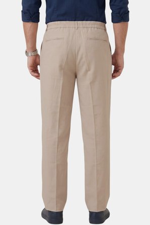DeepSEA Krem Baggy Fit Pileli Kumaş Pantolon – Likralı, Beli Lastikli Rahat Kesim Erkek Pantolon 2600920