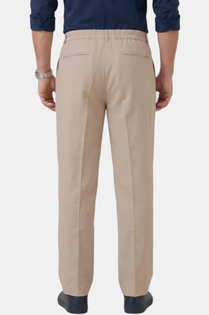 DeepSEA Krem Baggy Fit Pileli Kumaş Pantolon – Likralı, Beli Lastikli Rahat Kesim Erkek Pantolon 2600920