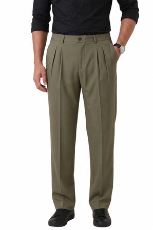 DeepSEA Haki Baggy Fit Pileli Kumaş Pantolon – Likralı, Beli Lastikli Rahat Kesim Erkek Pantolon 2600920