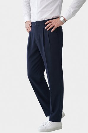 DeepSEA Lacivert Baggy Fit Pileli Kumaş Pantolon – Likralı, Beli Lastikli Rahat Kesim Erkek Pantolon 2600920