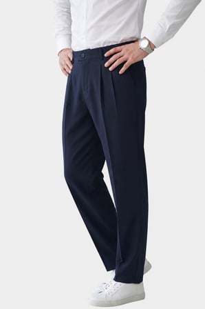 DeepSEA Lacivert Baggy Fit Pileli Kumaş Pantolon – Likralı, Beli Lastikli Rahat Kesim Erkek Pantolon 2600920