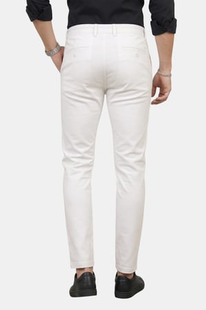 DeepSEA Erkek Beyaz Modern Fit Likralı Kumaş Pantolon Günlük & Ofis Kullanımı 2602020