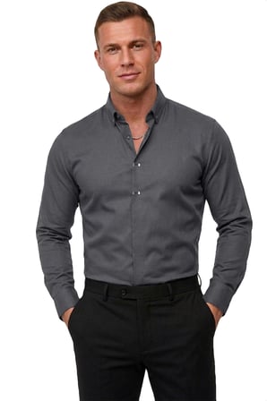 DeepSEA Antrasit Slim Fit Likralı Kolay Ütülenebilir Gizli Düğmeli Erkek Gömlek 2602614