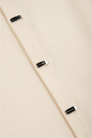 DeepSEA Krem Slim Fit Likralı Kolay Ütülenebilir Gizli Düğmeli Erkek Gömlek 2602614