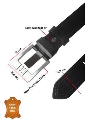 DeepSEA Siyah %100 Hakiki Deri Erkek Kemer – Kalın Dilli Kolay Kısaltılabilir Spor Kemer 2602685