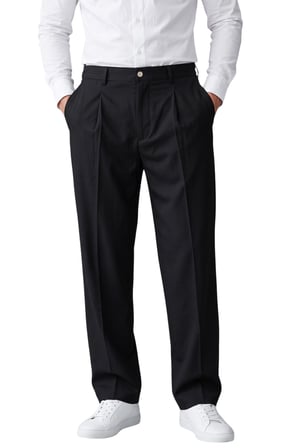 DeepSEA Siyah Erkek Rahat Kalıp Tek Pileli Kumaş Pantolon Yanları Lastikli Esnek Smart Casual Pantolon 2600970