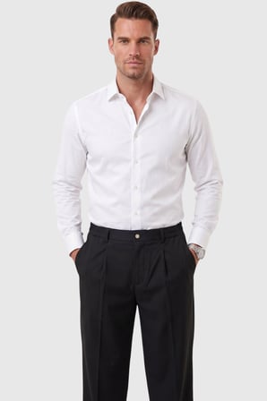 DeepSEA Siyah Erkek Rahat Kalıp Tek Pileli Kumaş Pantolon Yanları Lastikli Esnek Smart Casual Pantolon 2600970