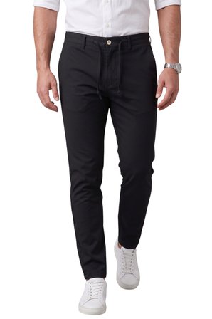 DeepSEA Erkek Siyah Slim Fit İpli Kumaş Pantolon Dar Kesim Esnek Smart Casual 2601100